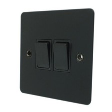 Flat matt black plug - flat, sockets