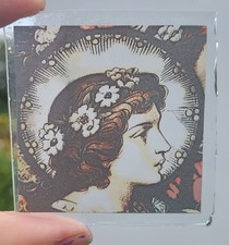 Stained Glass lady kiln fired