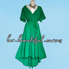 QUIZ GREEN HI LOW OCCASION PARTY DRESS SIZE 18