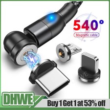 360° Magnetic Fast Charging USB Cable 3in1 Phone Charger for iPhone Type-C Micro