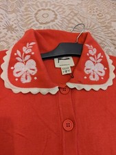 Joanie Clothing Benita Knit Dress M-L Womens Embroidered Collar Retro C details