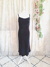 STUNNING VINTAGE MONSOON TWILIGHT SILK MIX VELVET FLORAL SLIP DRESS Sz 10