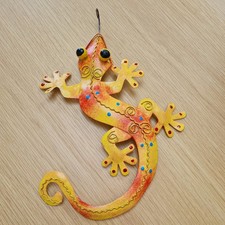 Metal Gecko Wall Art Orange Wall Decor Lizard Metal Hanging Wall Decoration