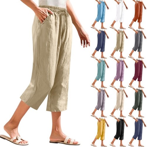 Ladies cotton linen length - linen, 3/4