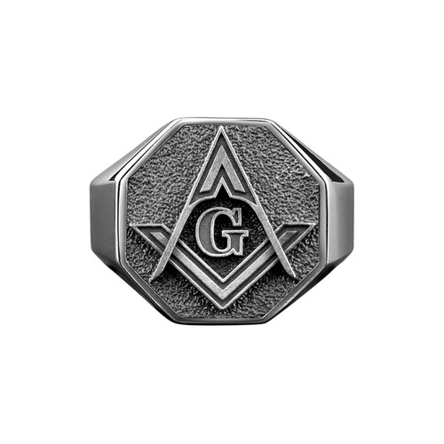 Masonic polished silver ring - masonic,