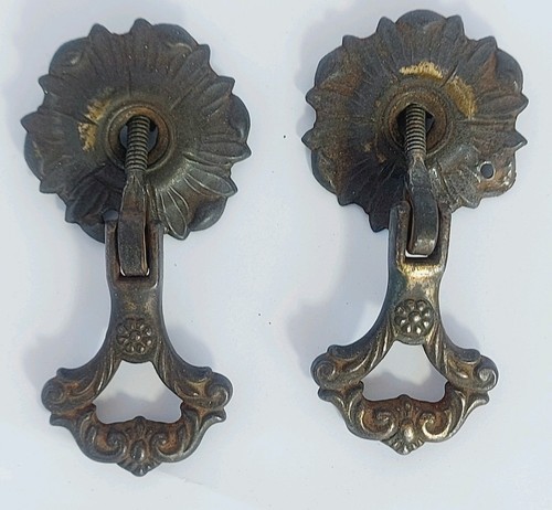Pair antique brass metal - of,