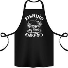 Fishing the Way to My Heart Funny Fisherman Cotton Apron 100% Organic