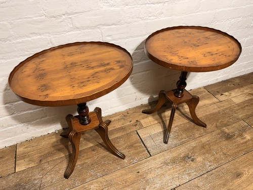 Pair yew wood tables free - yew,