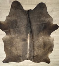 Genuine Cowhide Rug Large Natural Dark Brown & Black Hide Real Leather Real Hair