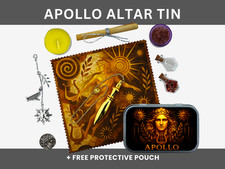 Apollo Portable Altar Kit - Greek God Shrine with Crystals, Coin & Hymn Scroll