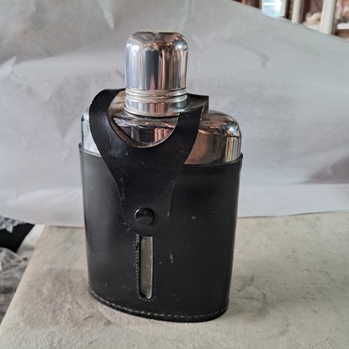 Vintage glass hip flask - flask, in