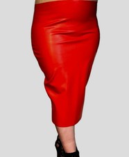 Red Latex Pencil Skirt •