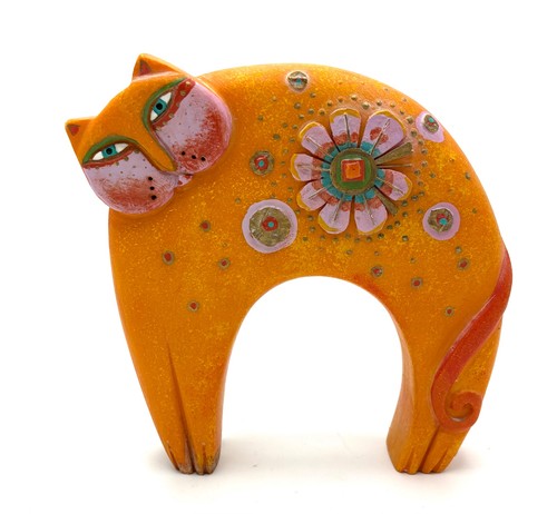 Laurel burch orange arched cat - laurel,