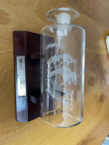 Vintage handmade glass ship - vintage,