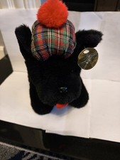 Thistle Toys Black Scottie Dog Tartan Coat Terrier West Highland Soft Plush 9”