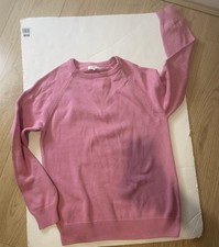 Cotton Traders Women's Sugar Pink Crew Neck Knit Jumper 100% Cotton Size UK 12