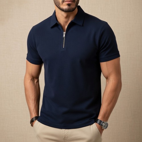 Men zip polo shirt - zip,