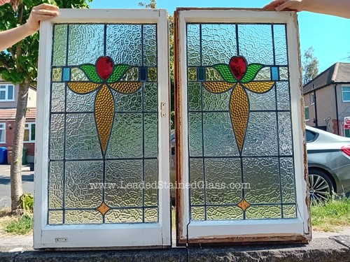 Two leaded stained - two, glass