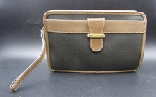 Dunhill Green Canvas Brown Leather Trim Toiletry Bag with Wristlet Strap L24cm