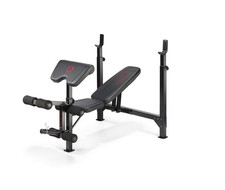 Weight Bench Leg Developer Adjustable Biceps Pad with bar and weights 