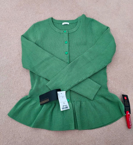 Manoush green rib knit - green, button