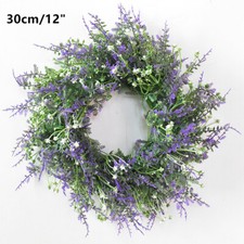 30cm Artificial Faux Lavender Wreath Heather Meadow Flower Home Hanging Decor