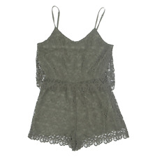 ZARA BASIC Womens Playsuit Green Straight Lace XS