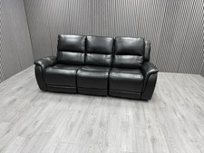 DFS MYERS 3 SEATER SOFA SET ELECTRIC RECLINER LEATHER PULL DOWN TABLE USB BLACK