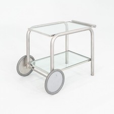 1990s Richard Schultz Prototype Serving Trolley or Bar Cart in Steel and Glass