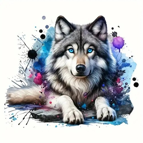 Blue eyed wolf car - blue, 3d