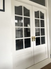French doors wooden pair - french,