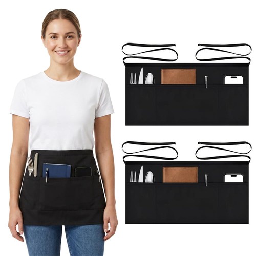 2pcs waitress apron black - waitress, apron,