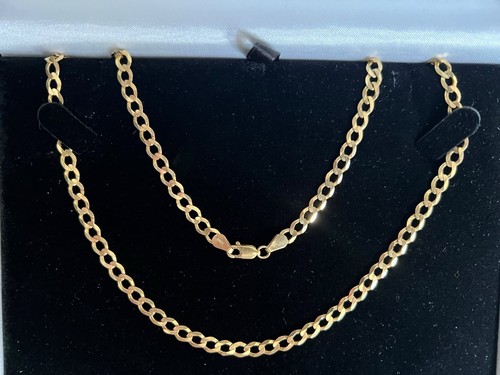 9ct gold flat curb chain - gold,