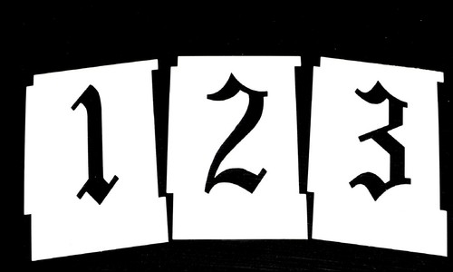 Calligraphy number stencil set - number,