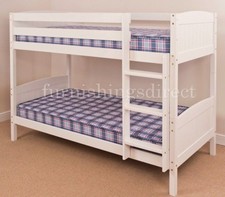 3FT SINGLE, 2FT6 SHORTY, WHITE, ANTIQUE, NATURAL PINE BUNK BED & MATTRESS OPTION