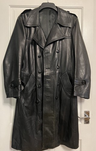 Vintage leather black - leather, trench
