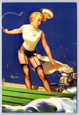Postcard Blonde Female Pinup