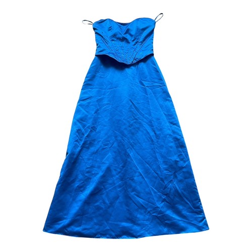 Blue silk prom dress with - prom,