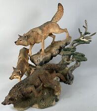 Wolf Pack Sculpture Danbury Mint The Hunt By Nick Bibby 10 1/4” With Certificate