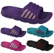 LADIES LIGHTWEIGHT SLIDERS SUMMER POOL BEACH GIRLS FLIP FLOPS SHOWER SHOES SIZES
