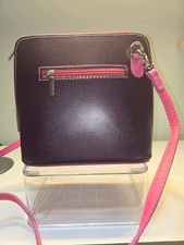 Vera Pelle Purple & Pink Leather Crossbody Bag Small Shoulder Bag