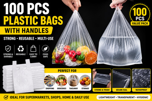 100 white plastic shopping - 100, x