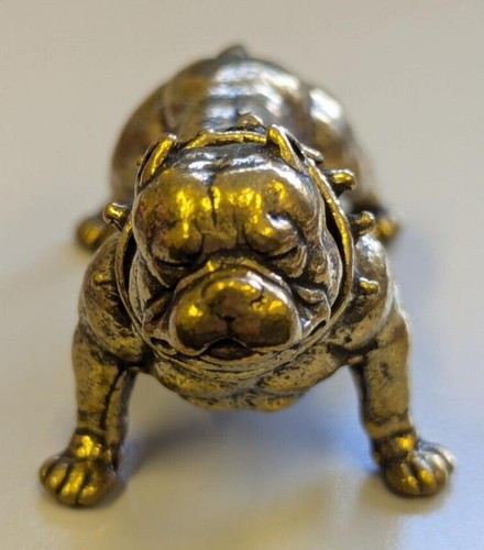 Brass bulldog mini statue - brass,
