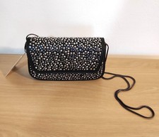 Zara Black Silver Studded Crossbody Bag With Chain Strap