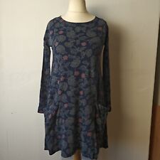  Seasalt Womens Dress UK 6 The Mill Pool Navy Blue Cotton Stretch Long Sleeve 