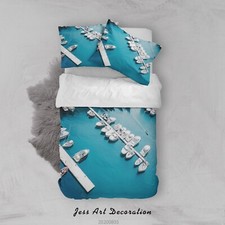 3D Yacht Sea Landscape Quilt Cover Set Bedding Sets Pillowcases Queen