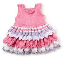 0131 Knitting Babys Layer Cake Dress 6-18mths DK - Vintage Pattern Copy