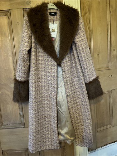 Women pink faux fur trimmed - women's,