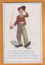 Comic- Charlie Chaplin- with cane.    Archibald English   Postcard