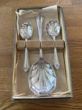 Vintage Silver Plated EPNS 6 x Shell Design Dessert Spoons With Serving Spoon